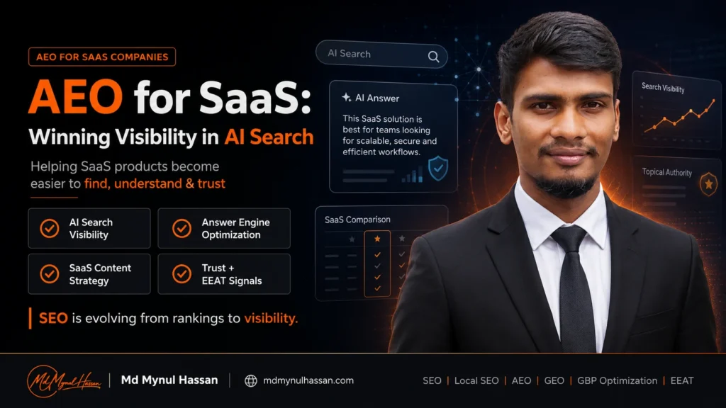 AEO for SaaS companies, SaaS AEO, Answer Engine Optimization, Answer Engine Optimization for SaaS, AI search optimization, AI SEO, Generative Engine Optimization, GEO for SaaS, SaaS SEO, SaaS SEO strategy, SaaS marketing strategy, SaaS content optimization, SaaS content strategy, SaaS product discovery, AI search visibility, SaaS visibility strategy, optimize SaaS for AI search, SaaS search optimization, AI powered search, ChatGPT SEO, AI search ranking, LLM optimization, Large Language Model Optimization, SEO for SaaS companies, SaaS website optimization, SaaS keyword research, SaaS topical authority, SaaS content marketing, SaaS growth strategy, SaaS organic traffic strategy, SaaS buyer journey optimization, SaaS comparison pages, SaaS alternative pages, software comparison SEO, SaaS landing page optimization, SaaS technical SEO, SaaS on page SEO, SaaS internal linking strategy, SaaS EEAT, EEAT SEO strategy, AI overview optimization, Google AI search optimization, search intent optimization, customer focused SaaS content, B2B SaaS SEO, SaaS lead generation SEO, SaaS organic growth, software marketing SEO, SaaS brand visibility, AI driven search strategy, future of SEO for SaaS, modern SEO strategy, AI content optimization, answer engine marketing, AI visibility strategy, SaaS authority building, SaaS content cluster strategy, SaaS semantic SEO, SaaS schema markup, SaaS structured data, SaaS FAQ optimization, SaaS knowledge graph optimization, SaaS digital marketing strategy, SaaS startup SEO, enterprise SaaS SEO, SaaS demand generation, SaaS inbound marketing, software product marketing, SaaS customer acquisition, AI search readiness, SEO for software companies, SaaS growth marketing, SaaS online visibility, SaaS search presence, SaaS organic marketing