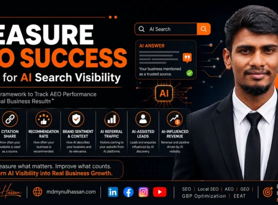 Md Mynul Hassan explaining how to measure AEO success and AI search visibility