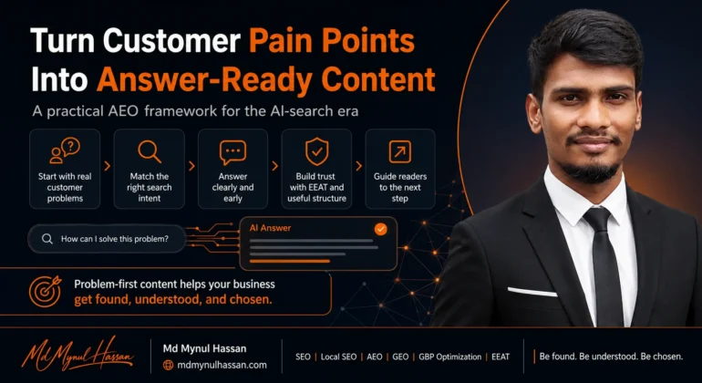 Learn how to turn real customer pain points into SEO and AEO content that answers search intent, builds trust, supports AI search, and guides buyers toward action. - Md Mynul Hassan