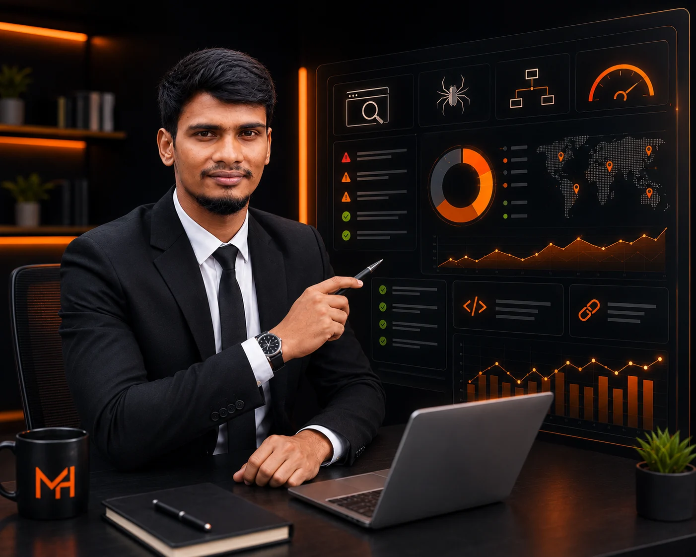 Md Mynul Hassan analyzing website performance during an SEO audit