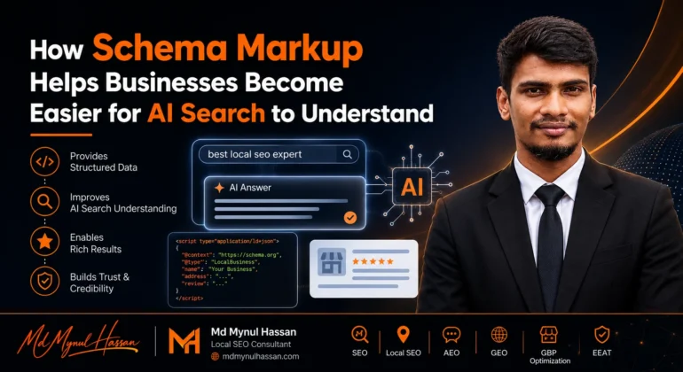 Md Mynul Hassan explaining schema markup for business SEO and AI search