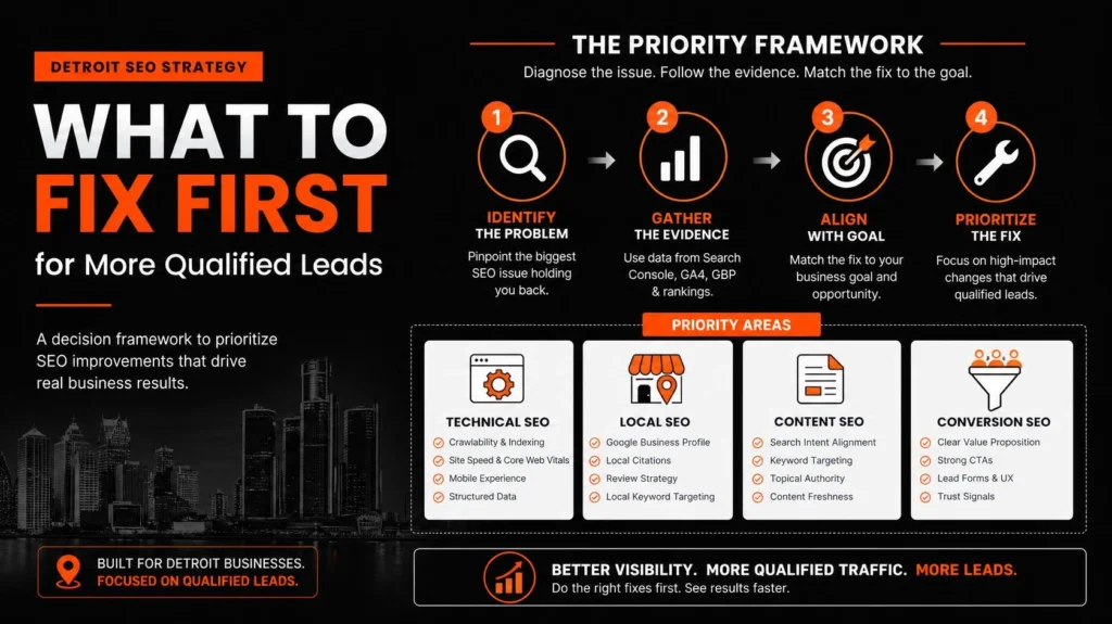 Detroit SEO Strategy: What to Fix First for Qualified Leads