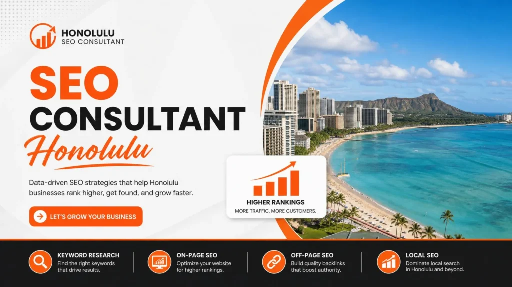 SEO consultant Honolulu remote SEO strategy with search analytics and website audit visuals