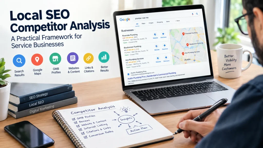 Local SEO competitor analysis comparing service businesses on Google Maps