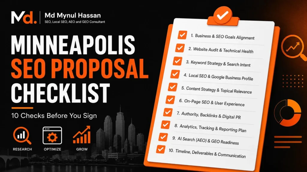 SEO proposal checklist for Minneapolis–Saint Paul businesses comparing SEO deliverables and pricing