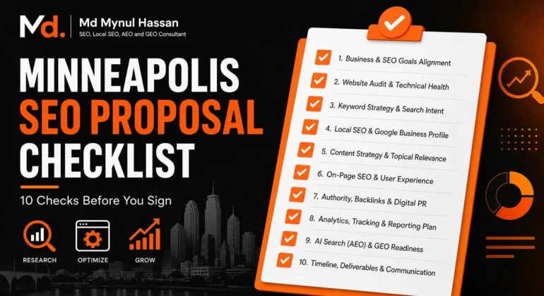 SEO proposal checklist for Minneapolis–Saint Paul businesses comparing SEO deliverables and pricing
